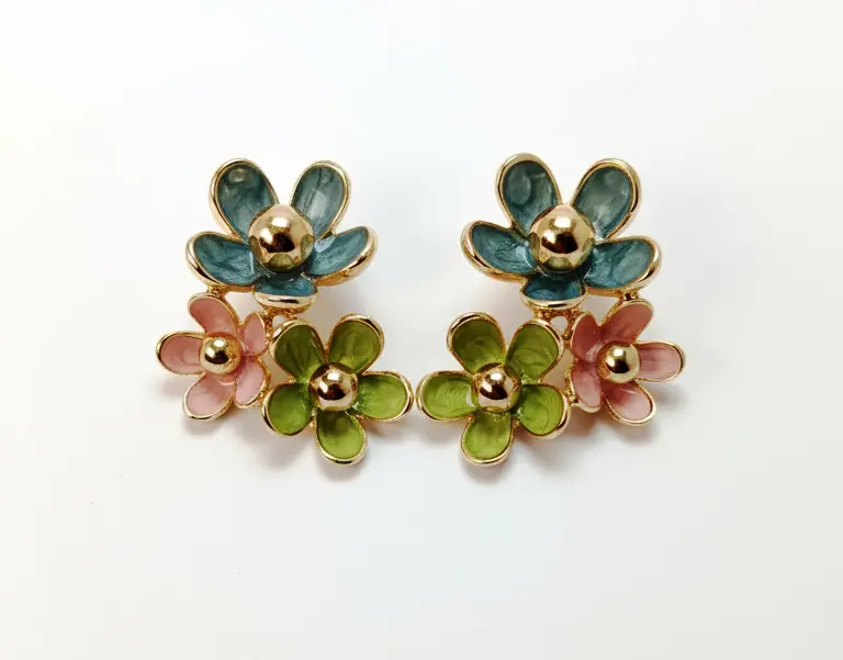 Korean Multi-Floral Statement Stud Earrings